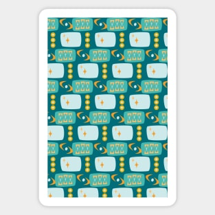 Atomic Age MCM Pattern in Teal, Aqua, Orange Magnet